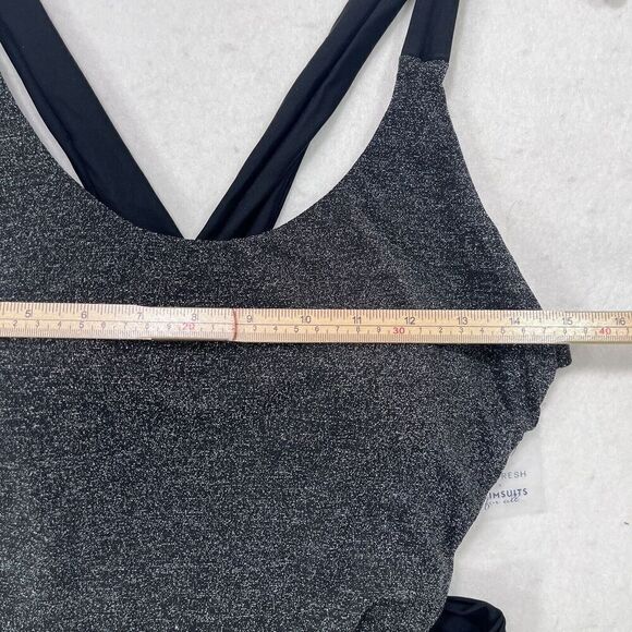 GabiFresh Swimsuit Women 16D/DD Metallic Silver Shimmer One Piece Sparkle Flirty - Picture 11 of 13